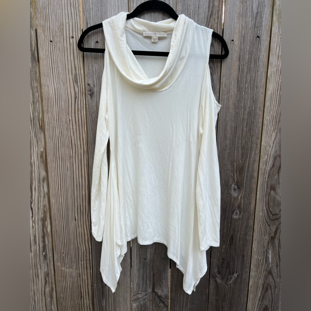 BOSTON PROPER Lighweight Cold Shoulder Slouch Turtleneck Top size Medium